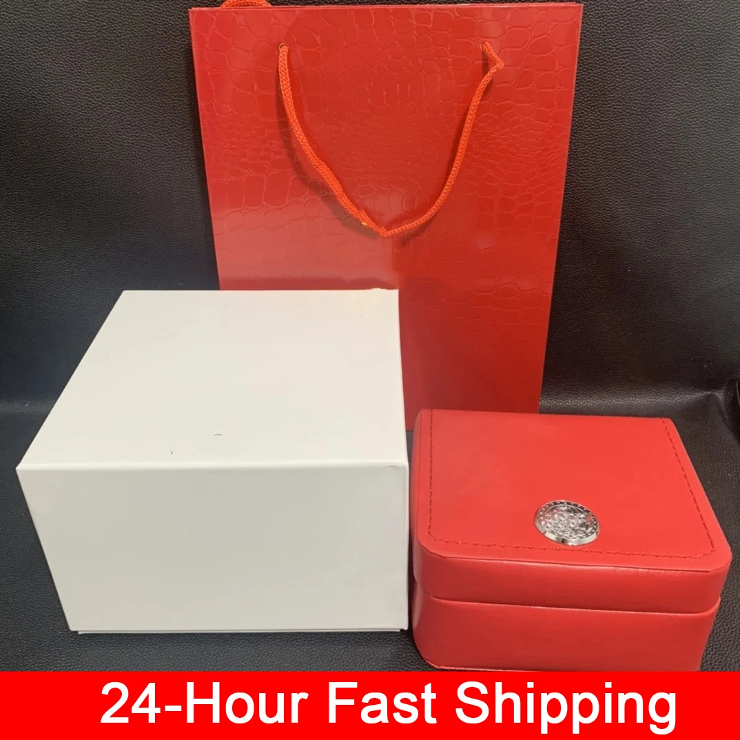 

2022 Luxury Square Red watch box Booklet Card Tags And Papers In English Watches Box Original Inner Outer Men Wristwatch box