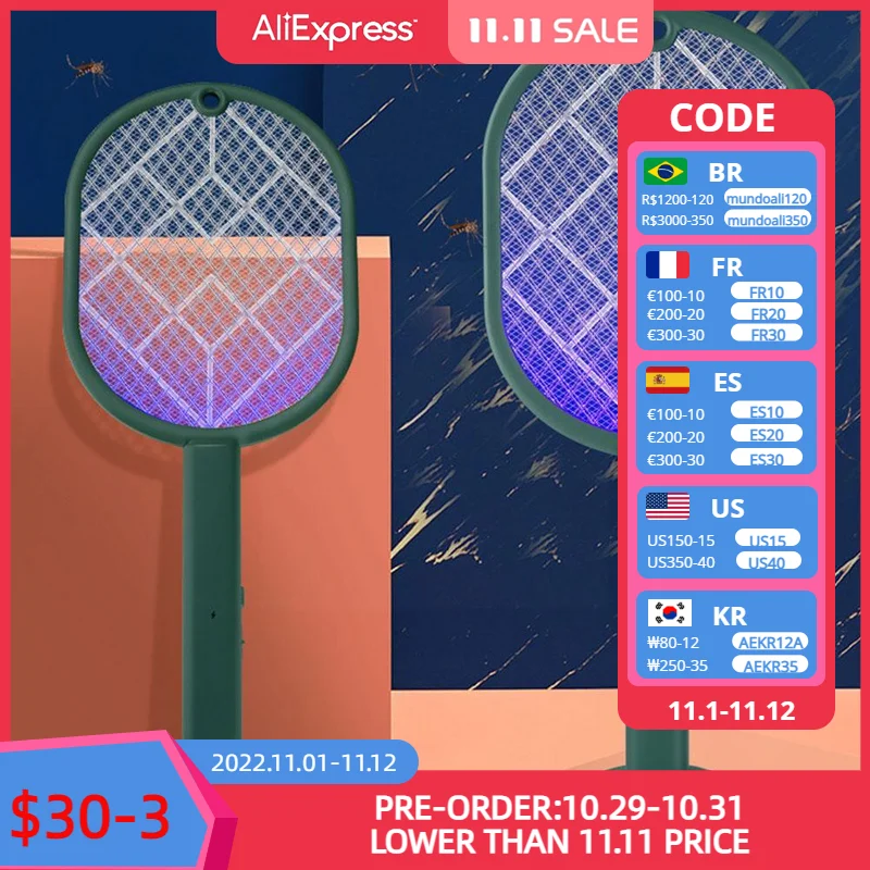

2 in1 Electric Insect Racket Swatter Zapper USB Rechargeable Kill Summer Mosquito (1 Killer Bug Fly Zapper Swatter Trap PCS B9K5