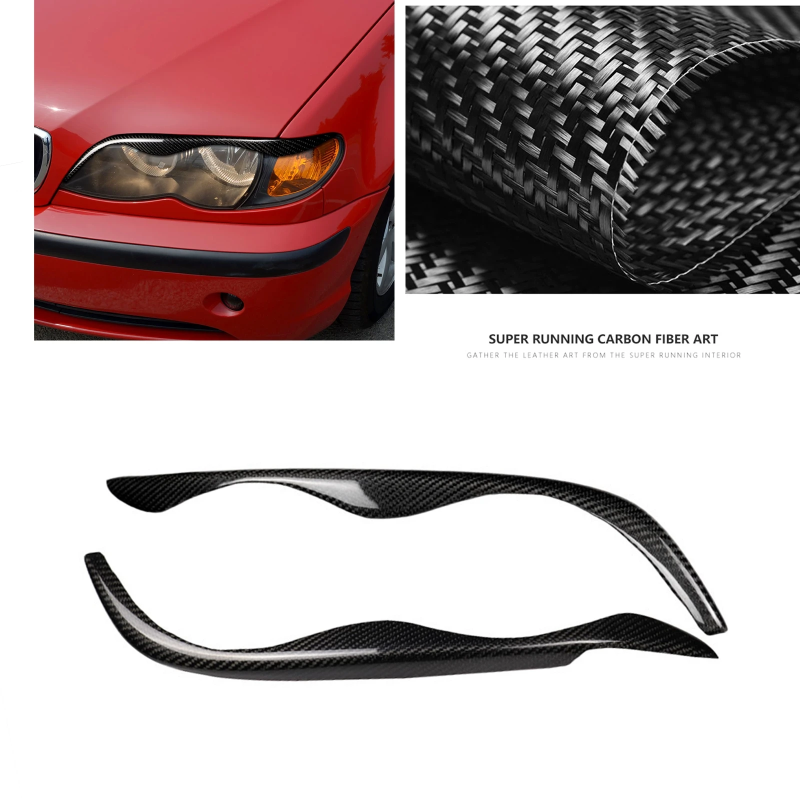 

For BMW E46 323i 328i 330i 325i 1999-2004 Headlight Eyebrow Headlamp Eyelid Carbon Fiber Lamp Brow Front Head Light Cover Trim