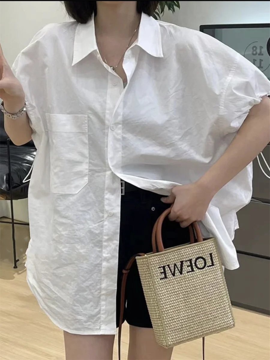 Женская свободная рубашка в Корейском стиле роскошная дизайнерская черная со