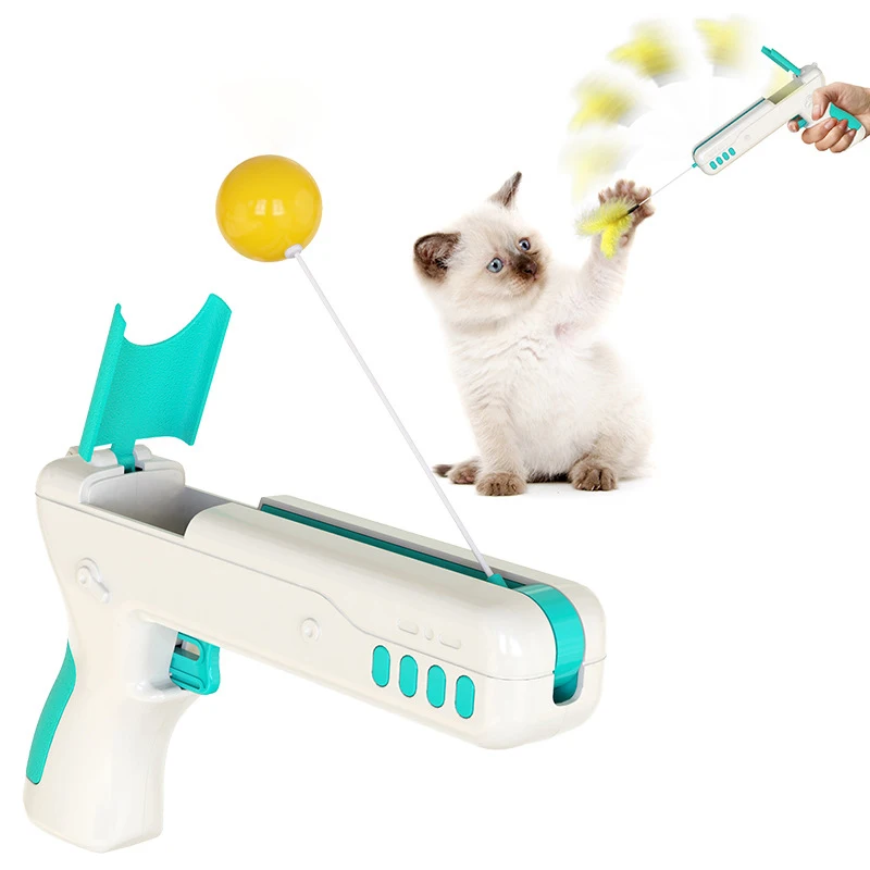 

Интерактивная игрушка для кошек, забавная палочка для кошек, пистолет с перьями, игрушка для котят, игрушка для щенков, товары для домашних ж...