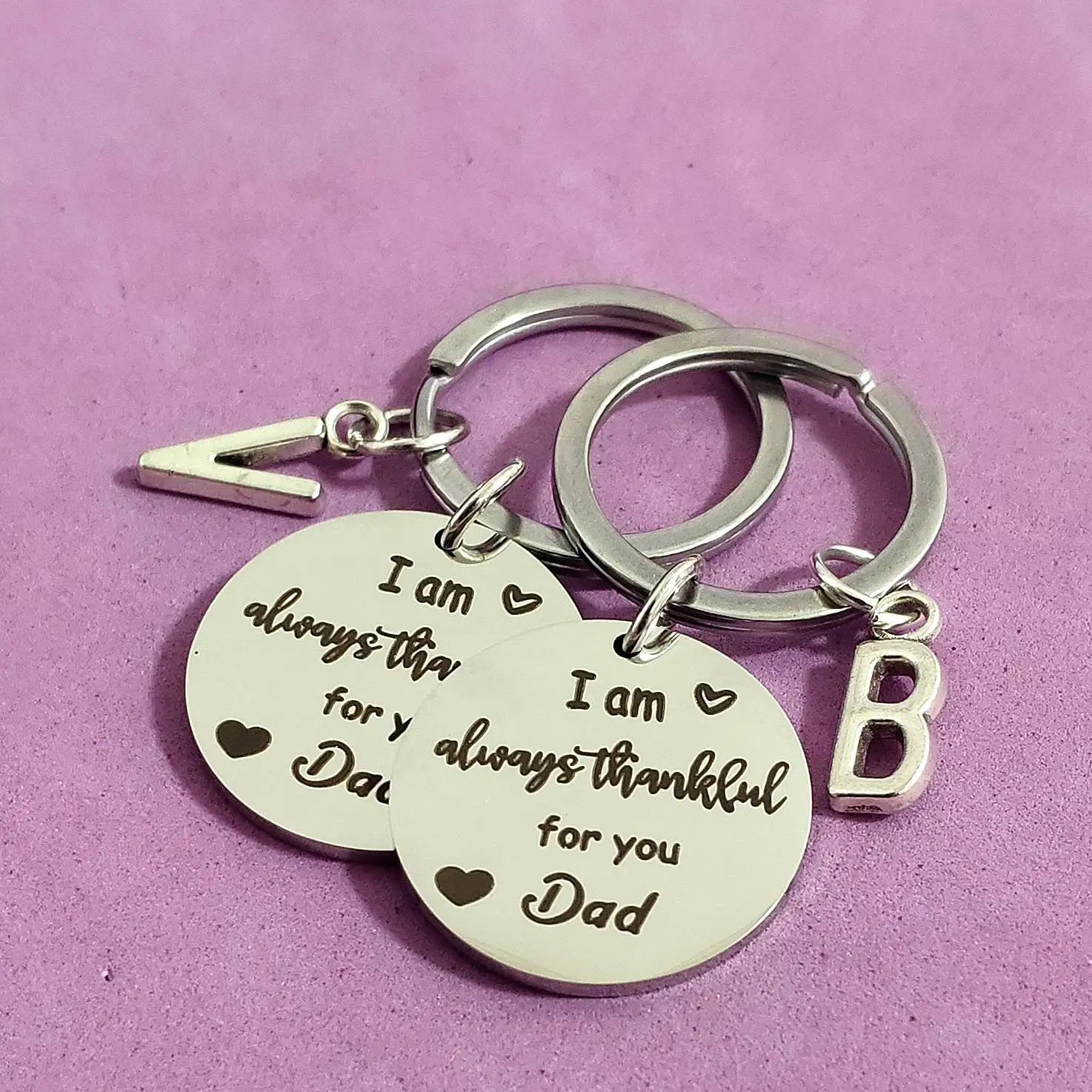 

Lettering Keyring 26 Initials Keychain for Car Keys Father's Day Gift Thanksgiving Stainless Steel Birthday Creative Carabiner