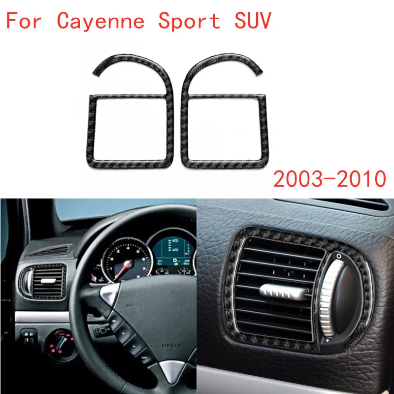 

Carbon Fiber Car Left Right Air Outlets Panel Trim Cover Sticker For Porsche Cayenne Sport SUV 2003-2010 With Navigation System