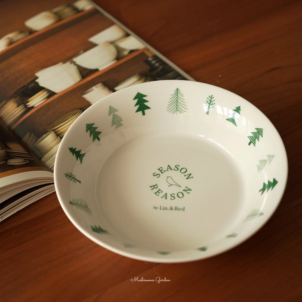 

Mushrooms Garden Japanese Bird Forest Dinner Plate Fresh High Temperature Ceramic Tableware Deep Dish Dessert Fruit Plate