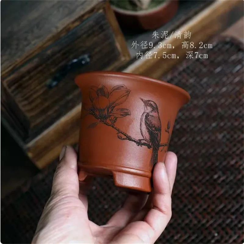 

Керамический горшок для бонсай с резным узором белки