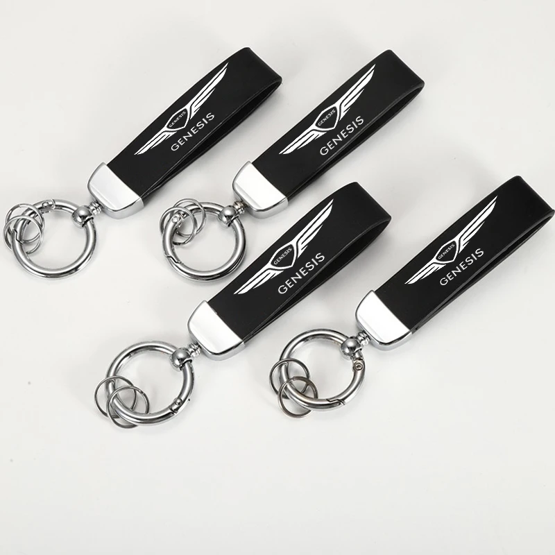 Металлический Кожаный Автомобильный брелок для ключей с защитой от потери