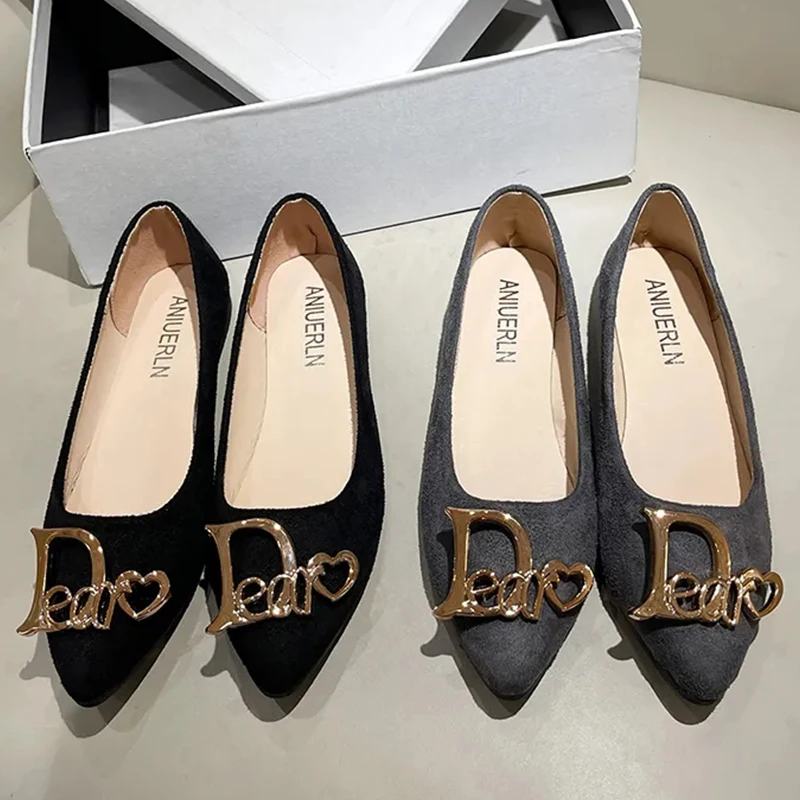 

New 2023 Women's Alphabet Buckle Design Shoes Woman Luxury Buckle Design Fashion Women Office Single Shoes Ladies Shoes