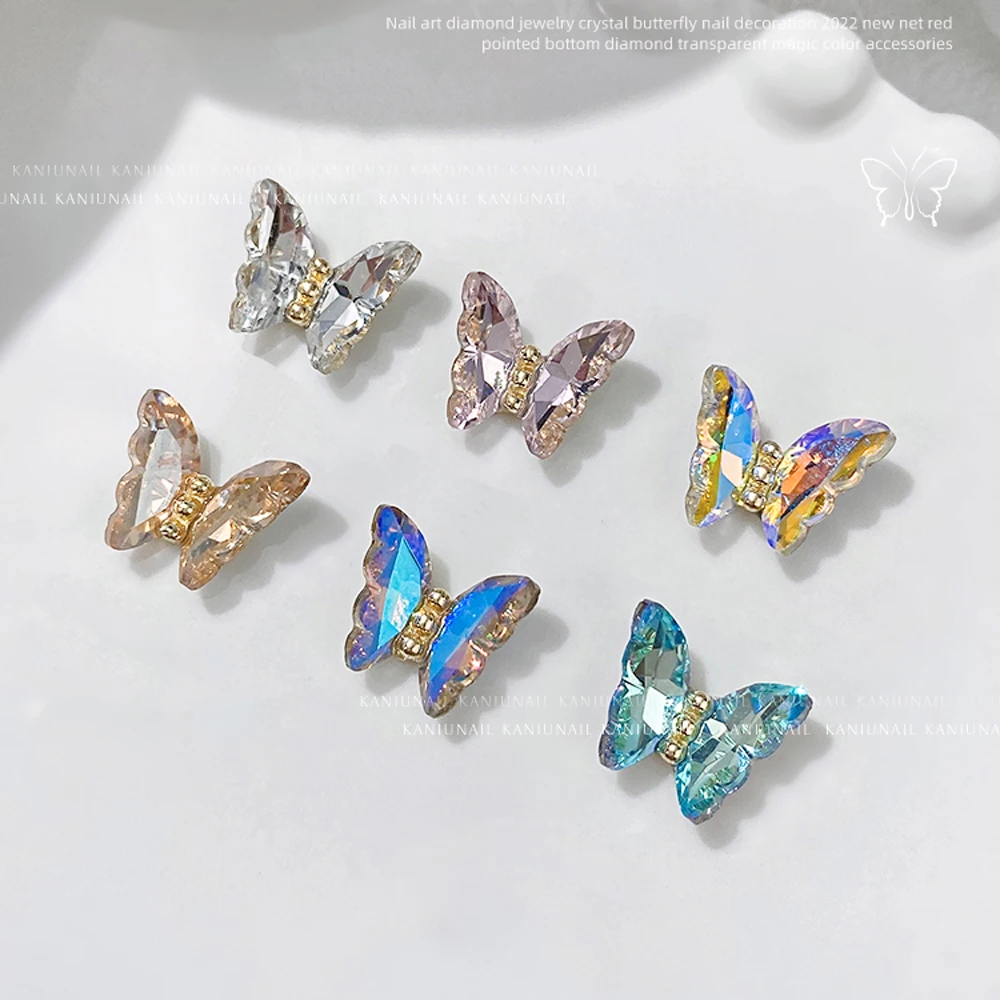 

10Pcs 3D Butterflies Nail Charms Butterfly Nail Rhinestones Glitter Nail Art Crystals Butterfly Nail Charms with Diamonds Nails