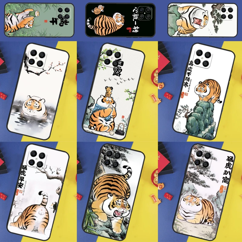 Cute Fat Tiger Case For Huawei P20 P30 P40 Lite P50 Pro Nova 5T P Smart 2021 For Honor X8 X7 X9 50 70