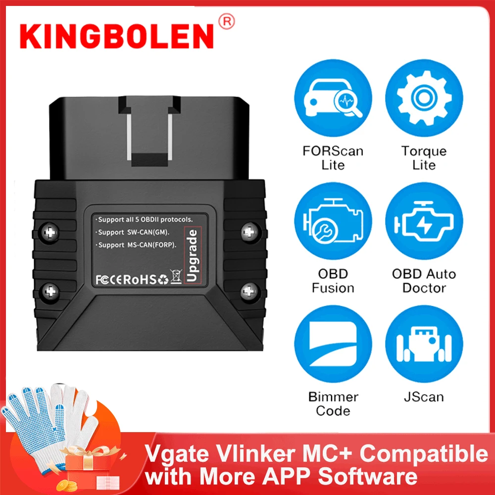 VGate Vlinker MC + OBD2 сканер BT беспроводной OBDII Автомобильный сканер ELM327 для Android/IOS автоматический диагностический инструмент Бесплатное обновление