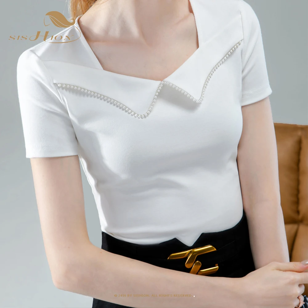 Женская Винтажная летняя футболка SISHION VD3059 с квадратным вырезом и коротким