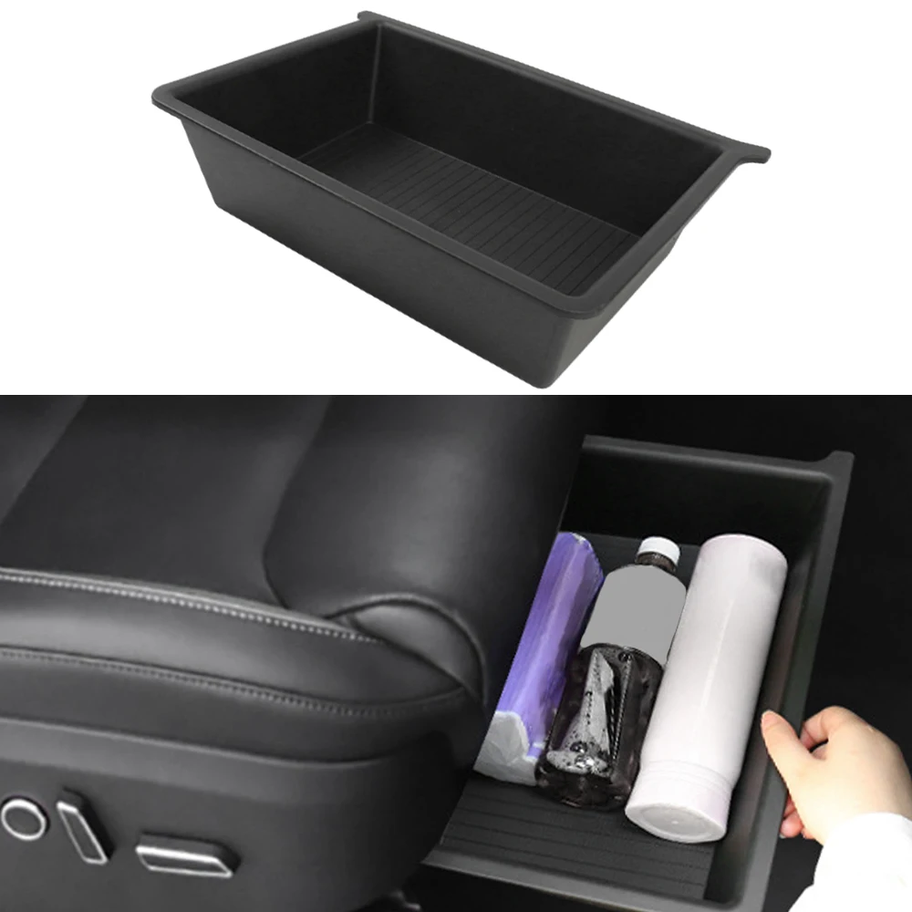 

Для Tesla Model X ящик для хранения под сиденьем, чехол-органайзер из ТПЭ + ABS, поднос для ящика нижнего белья, аксессуары для интерьера Model X