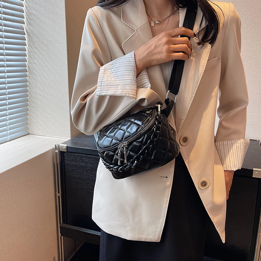 Fashion Lingge Crossbody Bags for Women Soft Box Bag Acrylic Chains Chest Pack Designer Brands Shoulder Bag Handbags and Purses