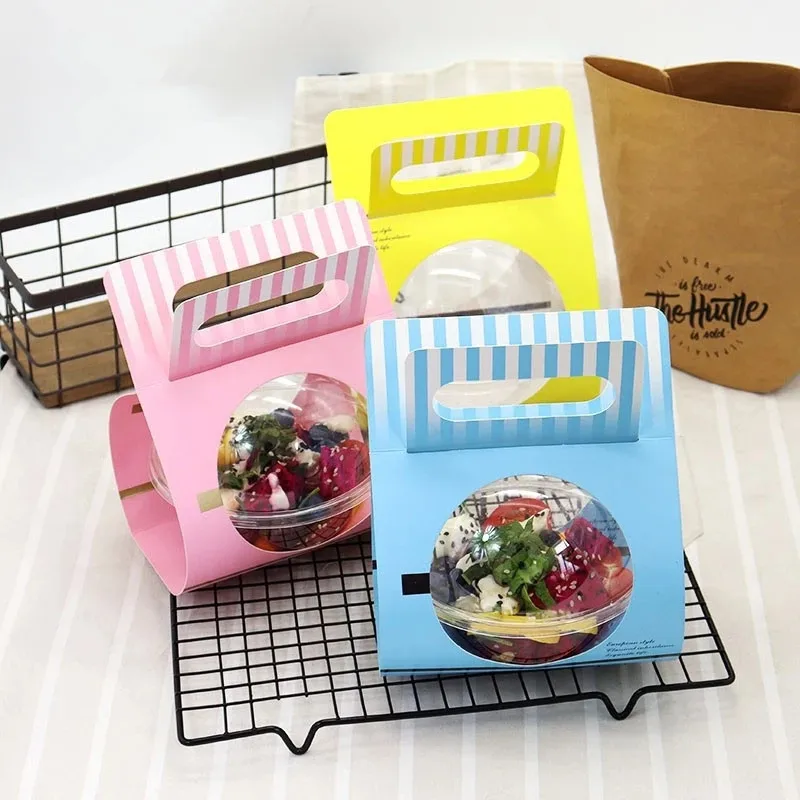 10pcs Cake Mousse Balls Sophora Portable Plastic Hollow Baking Transparent Salad Packaging Coconut Frozen Bowl Gift Box