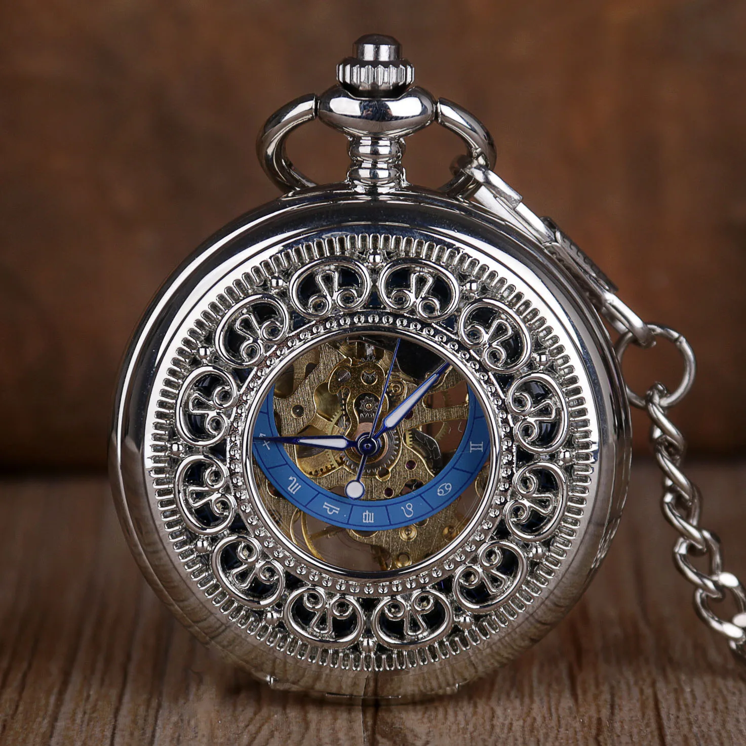 Fashion Vintage Mechanical Pocket Watch Roman Numeral Display Belt Chain Pendant Gift Men's Ladies Universal