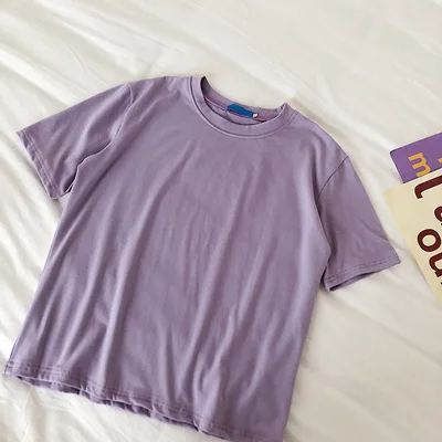 

A Women's summer dress simple basic solid color loose casual all-match hood short-sleeved t-shirt women