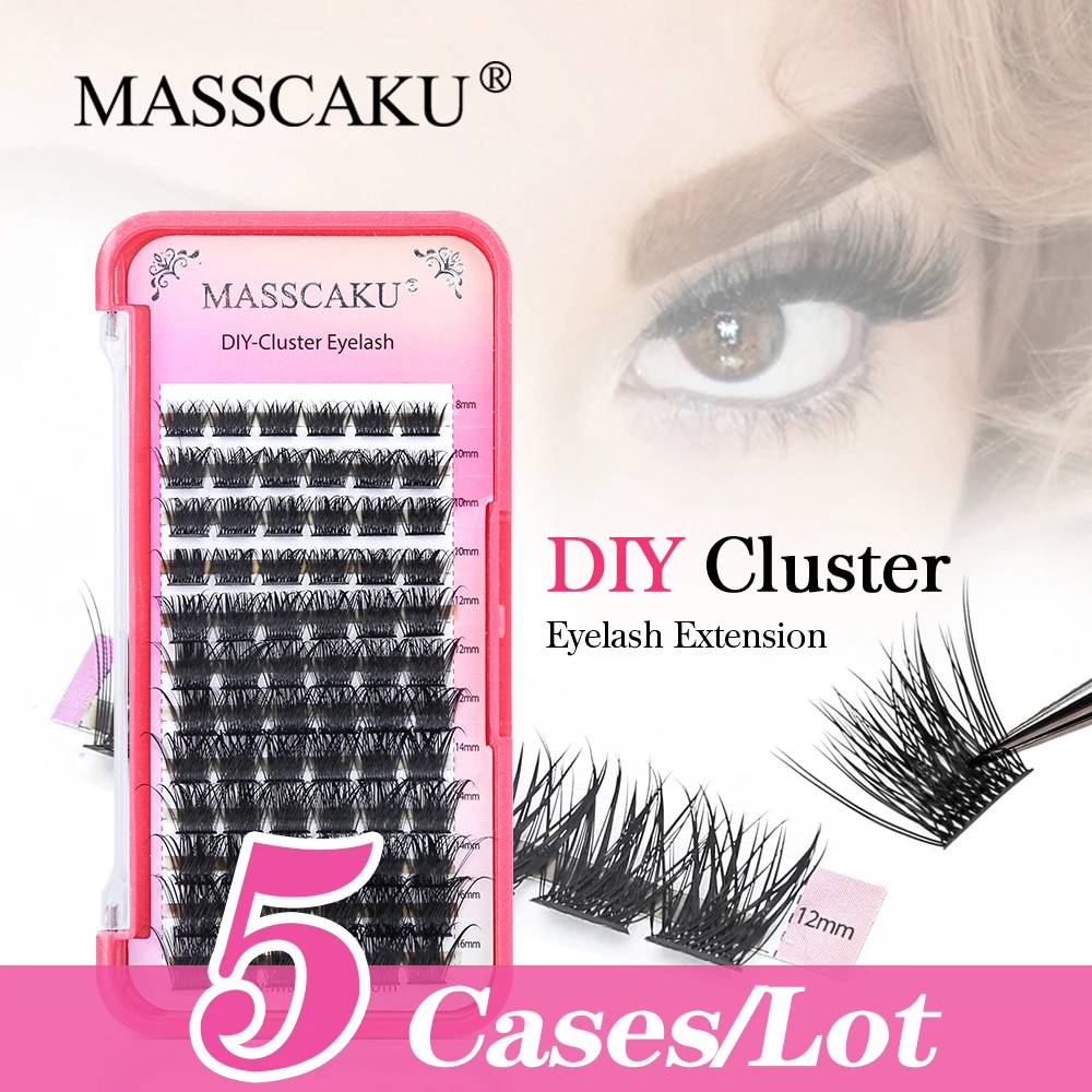 

5cases/lot MASSCAKU DIY Premade Volume Fans False Lashes C CC D DD Curl Mink Soft Individual Clusters Eyelash Extensions