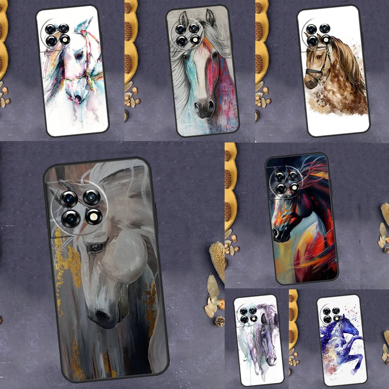 Чехол Horse Waterclour чехол для OnePlus 11 10 8 9 Pro Ace 9R 9RT 8T 10T OnePlus Nord CE 2 Lite 2T N10 N20