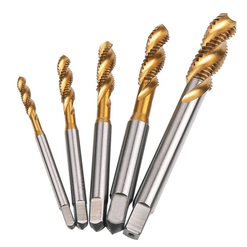 

Bestspiral Pointed Taps Tapping Thread Forming Tap Hss 5Pc Metric Spiral Fluted Machine Screw Tap M3 M4 M5 M6 M8