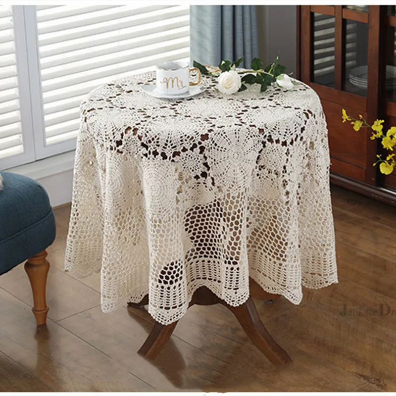 S Nordic Pastoral Lace Tablecloth Crochet Square Tablecloths