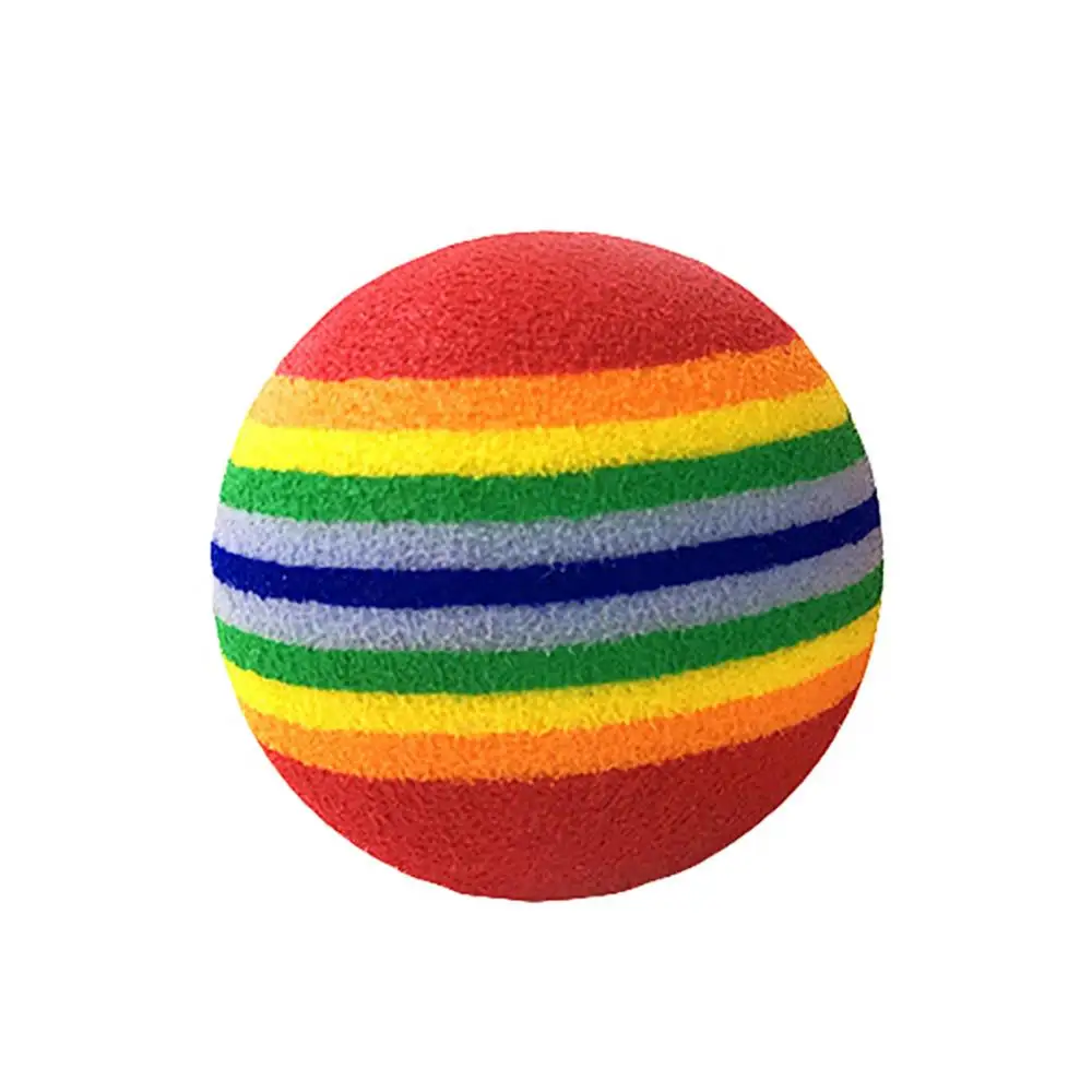 

Funny Pet Dog Puppy Cat Rainbow Striped Chewing Interactive Ball Teething Toy