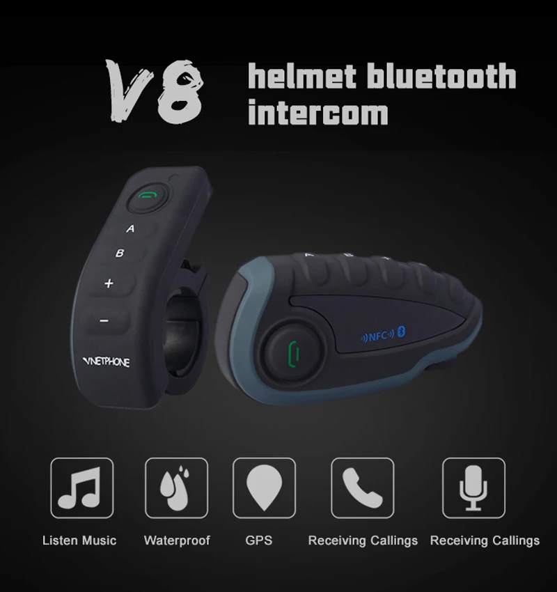 Bluetooth-гарнитура Vnetphone V8 для мотоциклетного шлема 1200 м |