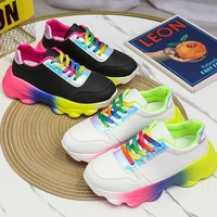 women mixed colors sneakers ladies casual sport shoes autumn new lace up vulcanized female rainbow footwear plus size