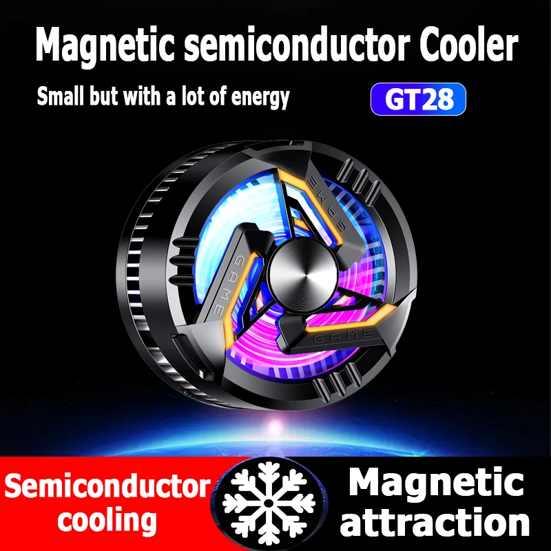 

GT28 Phone semiconductor magnetic Cooler Cooling Fan For IPhone Android Semiconductor Cooling Strong magnetic Small Portable