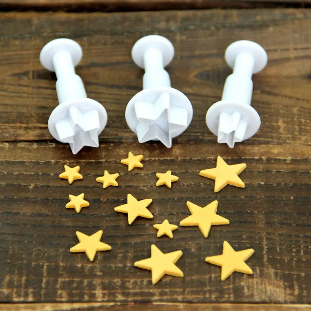 

3Pcs/Set Mini Star Flower Plunger Fondant Decorating Biscuit Cookies Cutter Mold Sugarcraft Diy Mold Cake Decorating Tools