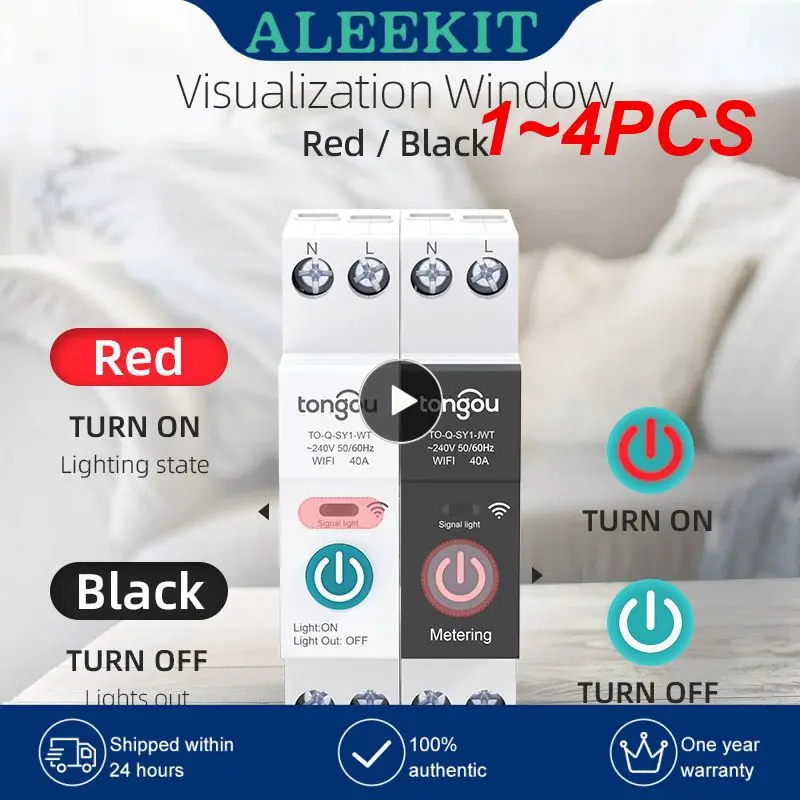 

Умный выключатель Tuya Wi-Fi, беспроводной автоматический выключатель с таймером, 1P, работает с Alexa Google Home, 1 ~ 4 шт.