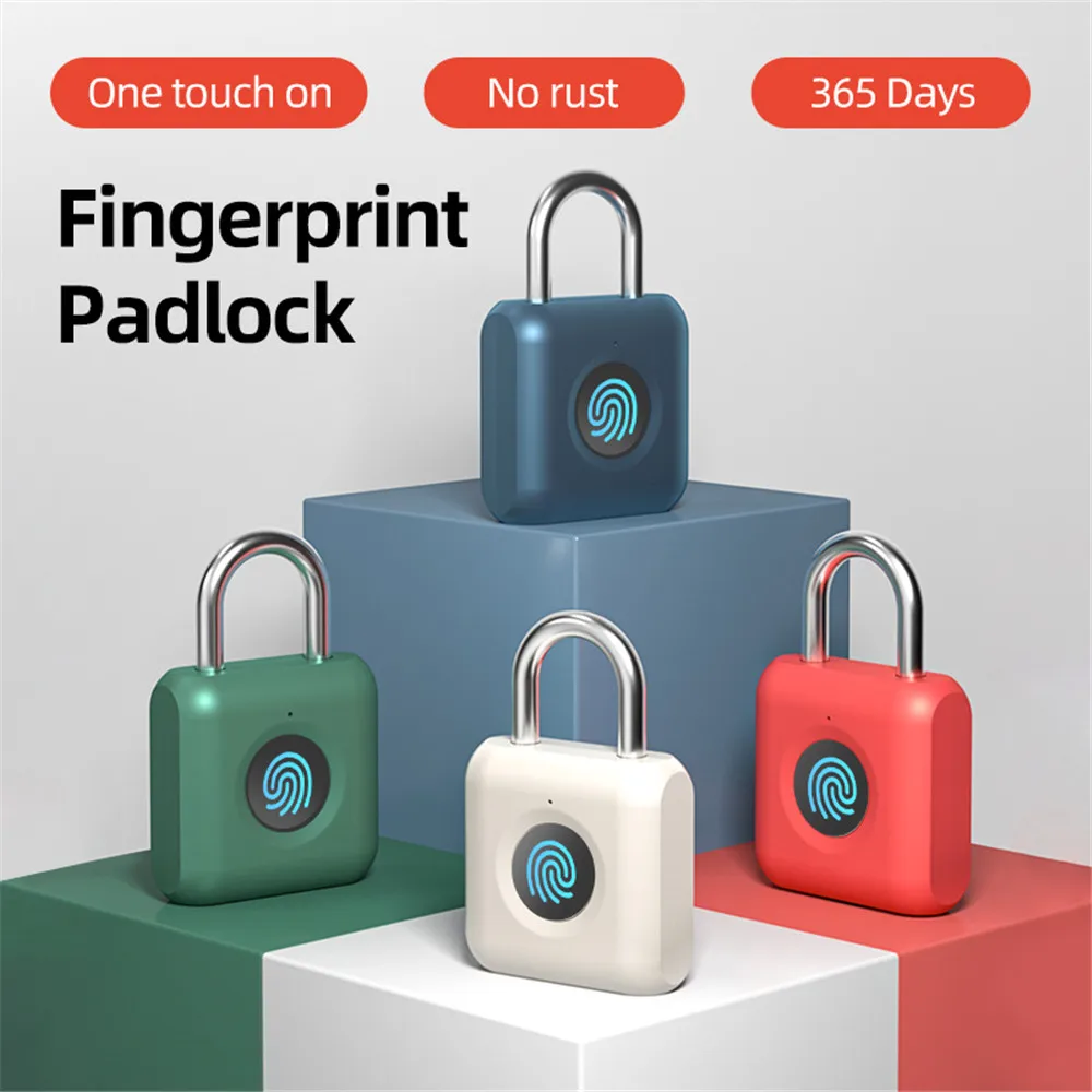 New Lock Fingerprint Smart Padlock Quick Unlock Keyless USB Rechargeable Door lock For Luggage Case |