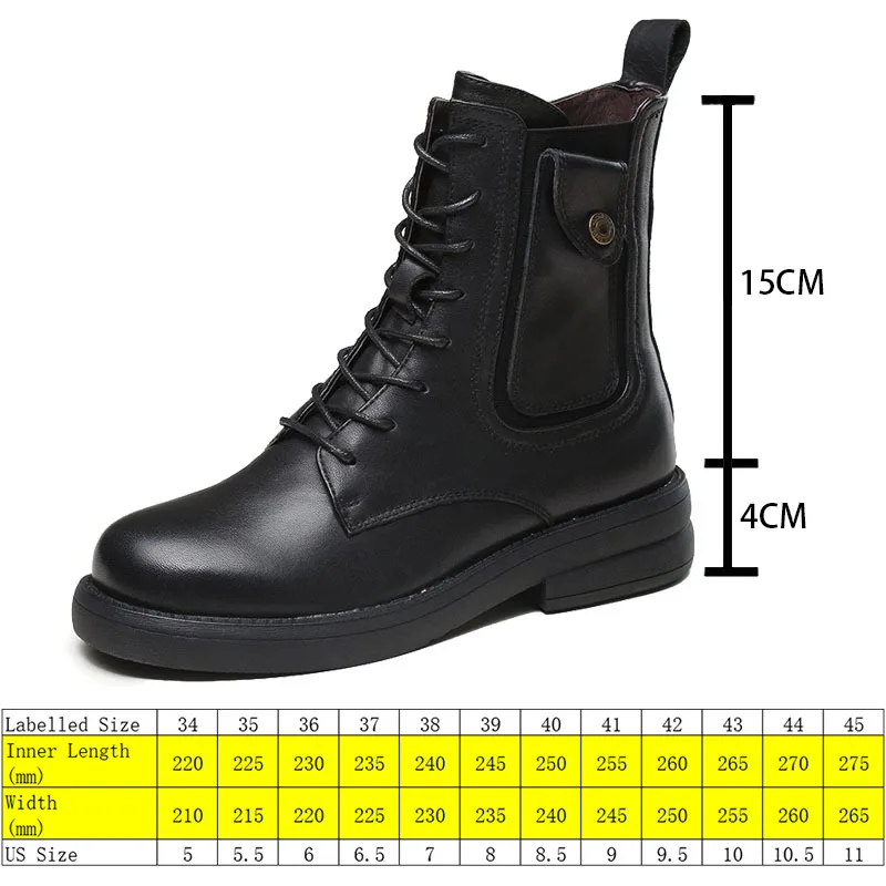 Мотоциклетные ботинки из натуральной кожи 4 см на шнуровке |