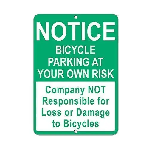 

Decor Kitchen Wall Decor Plaque Metal Sign 12 x 8 Inches Bicycle Parking Company Not Responsible for Loss Or Damage Aluminum Sig