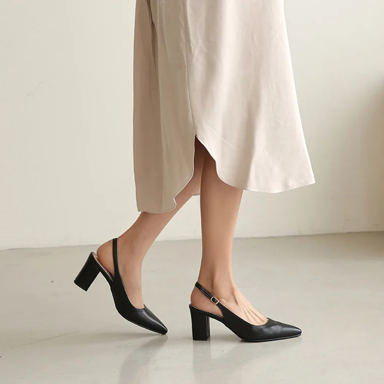 Женские босоножки с острым носком на Высоком толстом каблуке 7 см |