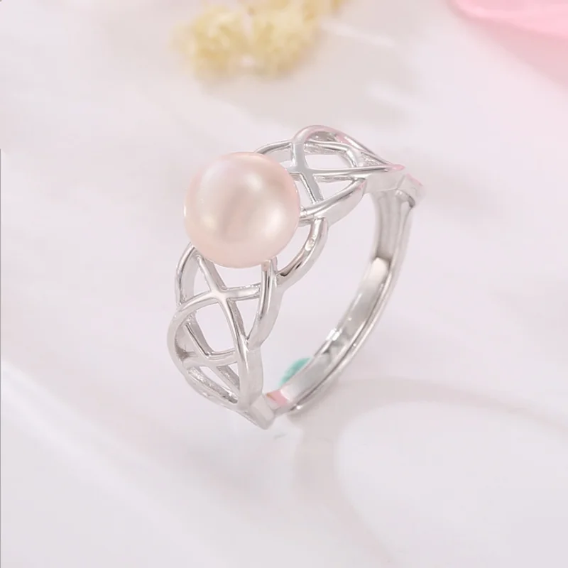

MeiBaPJ Natural Freshwater Pearl Fashion Ring 925 Sterling Silver Ring for Women Fine Wedding Jewelry