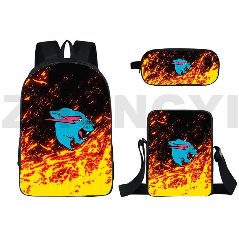 

3D Print Anime Mr Beast Backpack 3 Pcs/set Bookbag 16 Inch Bagpack Teenager Travel Mr Beast School Backpack for College Students