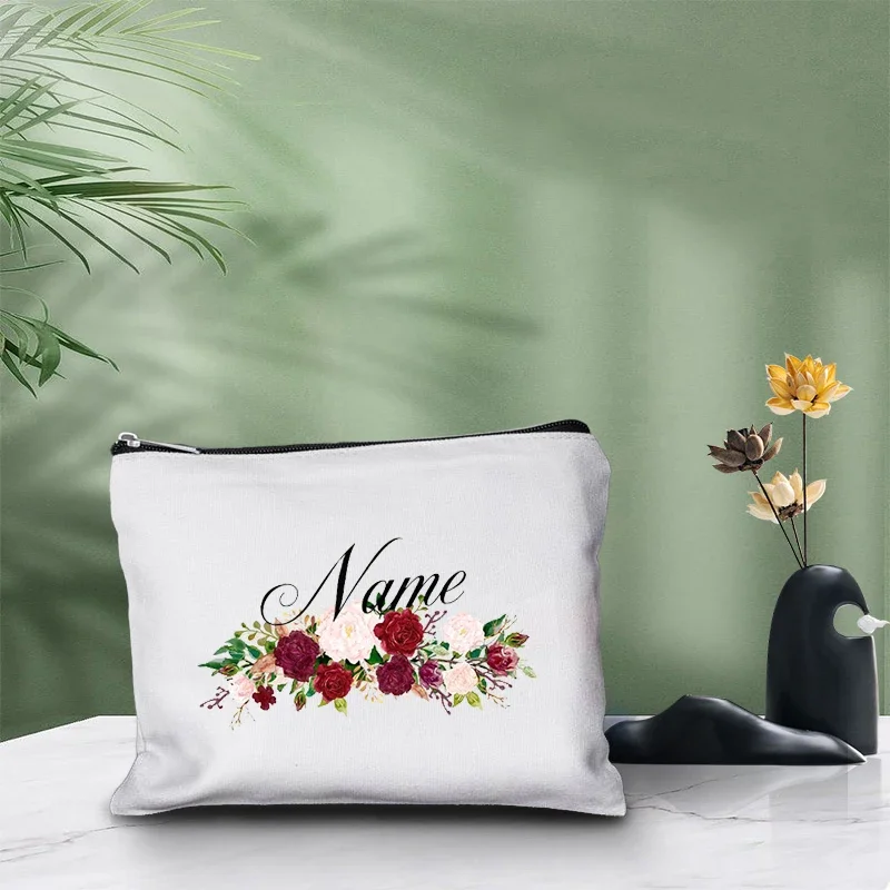 Цветочная сумка с именем на заказ дорожная помада косметическая для хранения