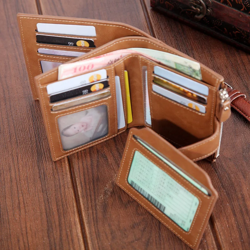 

Card Holder for Men Wallet Coin Purse PU Leather Short Wallets Multifunction Purse Wallet Purses Zipper Buckle Business Carteras