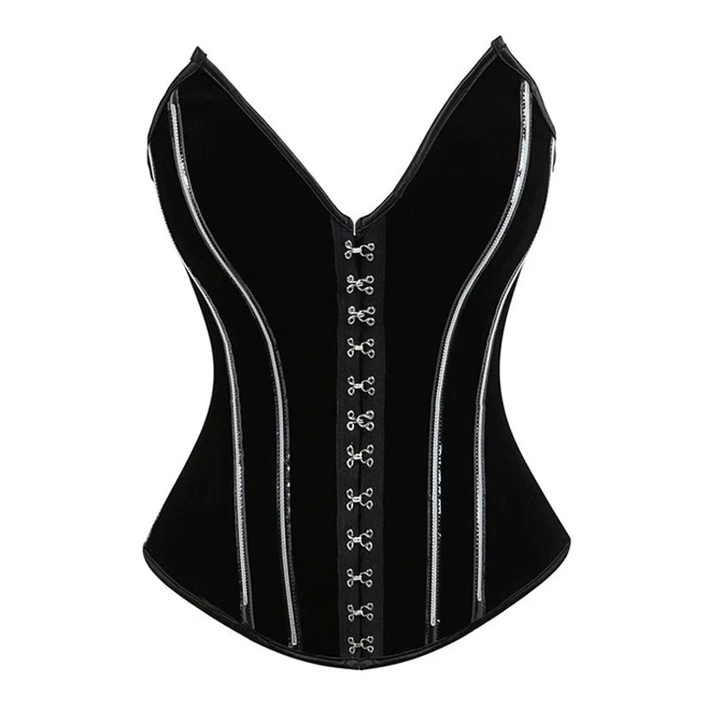 

Gothic Corset Overbust Bustier Fish Boned Waist Slimming Cincher Girdle White Stripped Corselet Black Gothic Gorset Outwear Sale