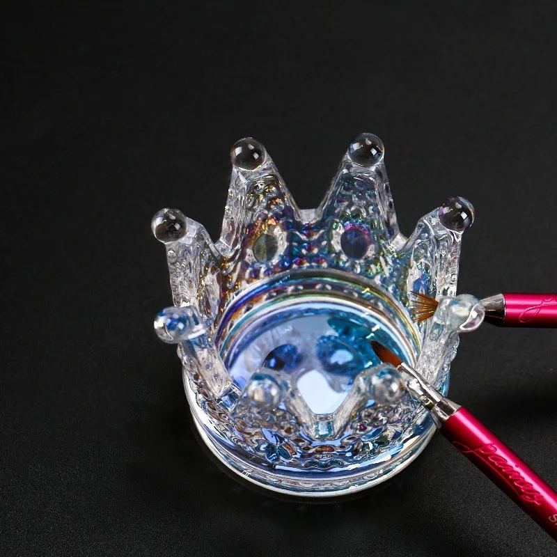 

1 Pc Glass Retro Crown Mixing Cup for Nail Art Decoration Fashion Relief Nails Accessories for Manicure Design