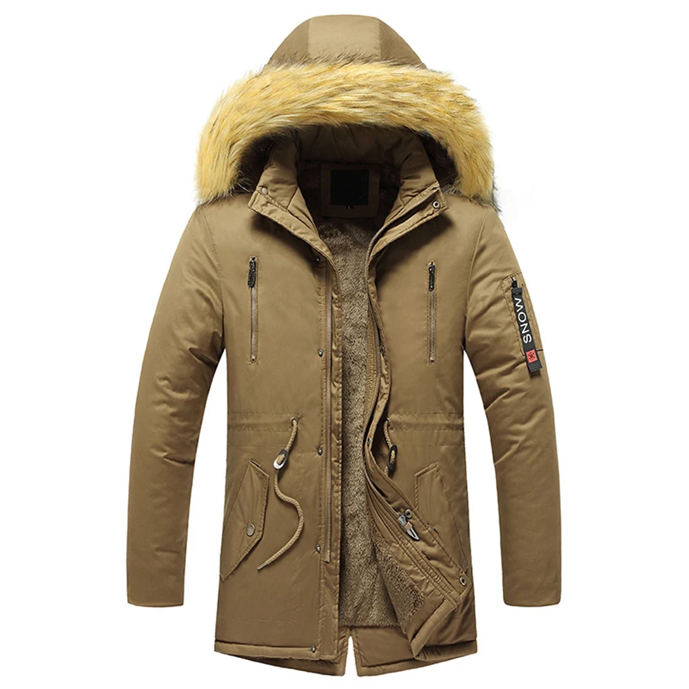 ERIDANUS 2022 New Men's Lengthened Hooded Detachable Solid Color Cotton Clothes European American  Winter Men Clothing MWM141