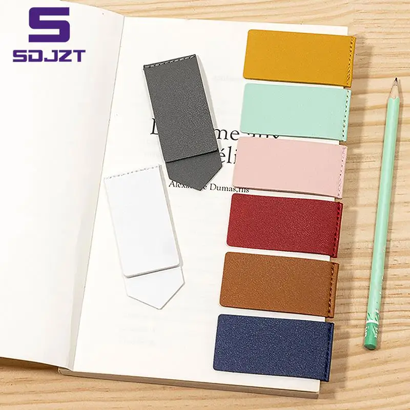 

Solid Color PU Leather Label Student Library Stationery Portable Leather Bookmark Business Office Page Folder For Reading Lover