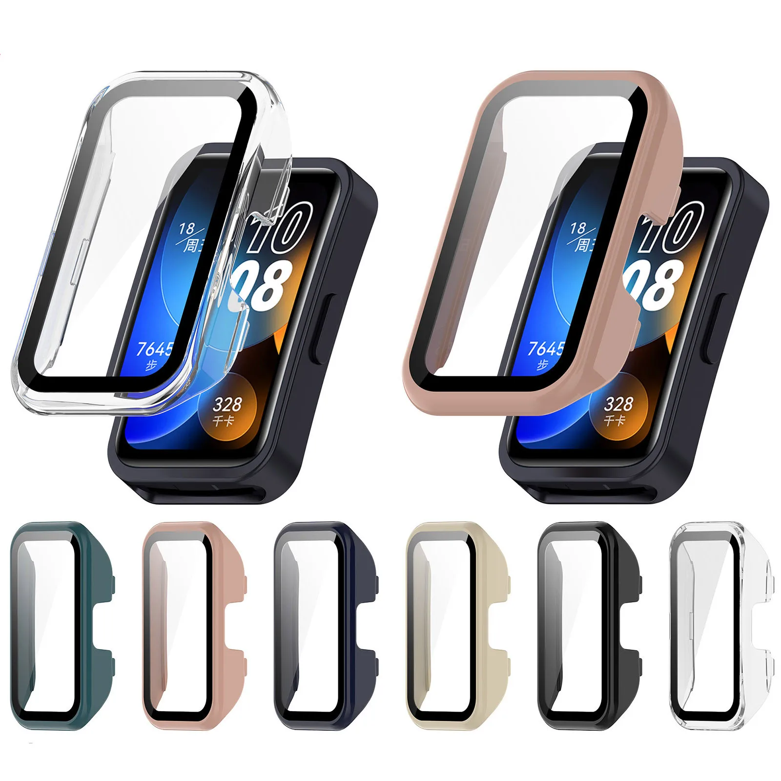 

Glass + Case for Huawei band 8 Accessoroy PC All-around Bumper Protective Cover + Screen Protector for Huawei band8 Accessories