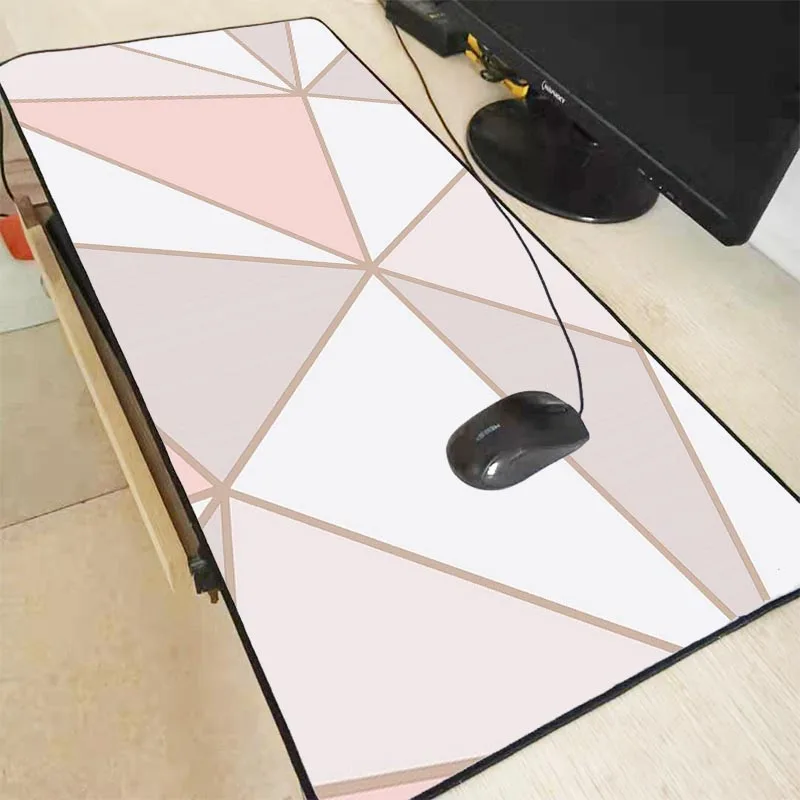 

MRGBEST Large Xxl Xl White Pink Marble Design Office Mice Gamer Soft Lock Edge Mouse Pad Size for 30x80/40x90cm Gaming Mousemat