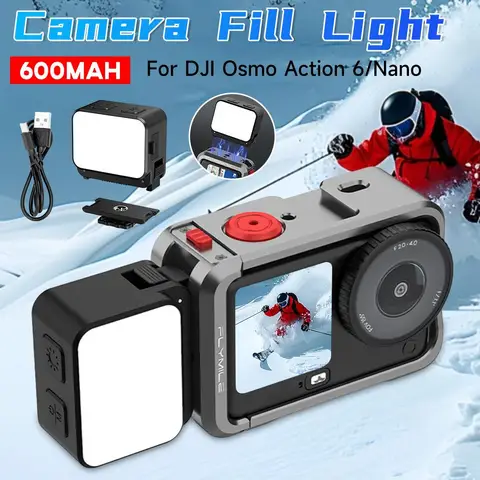 Магнитное заполняющее освещение для фотосъемки, освещение для селфи для DJI Osmo Nano Action 6, аксессуары для клетки для камеры