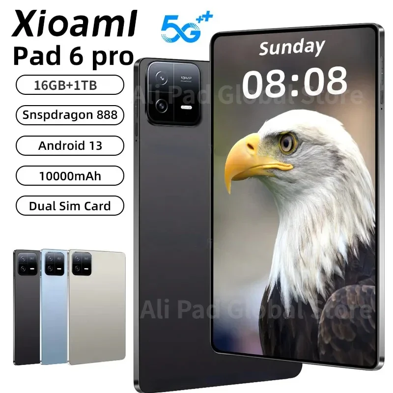 

2024 Original Global Version Tablet PC Pad 6 Pro Android 13 Snapdragon 888 Dual SIM Card RAM 16GB+ROM 1TB 5G WIFI HD 4K Mi Tab