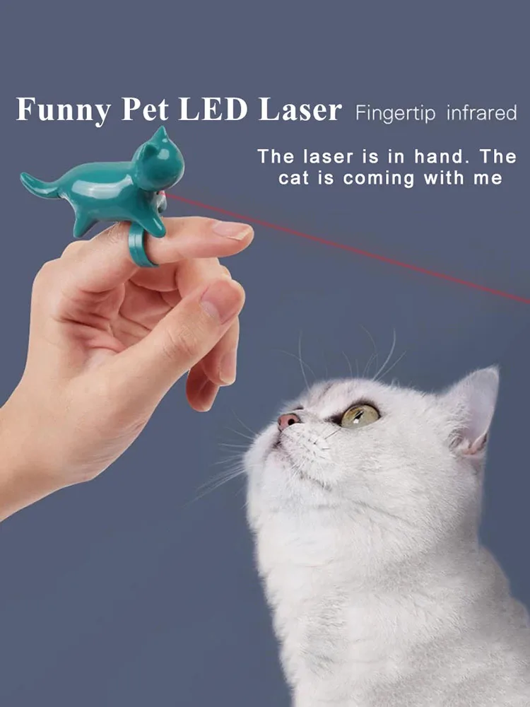 

Забавная лазерная указка-кольцо для пальцев в виде кошки, инфракрасная, игрушка-светильник ЕР, для тренировок, домашних животных