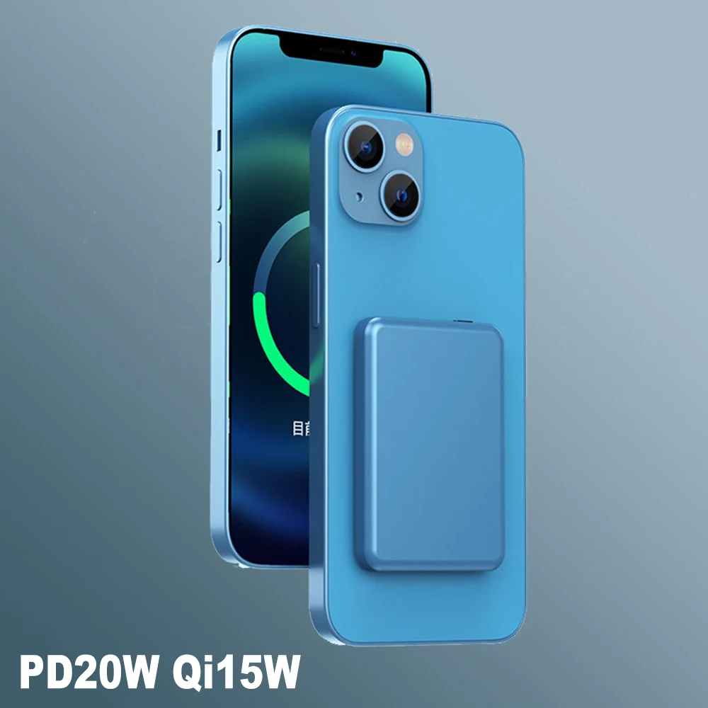 Металлический внешний аккумулятор Macsafe PD20W Qi15W, внешний вспомогательный аккумулятор, магнитный внешний аккумулятор, Беспроводная зарядка для iPhone 12 13 14 Pro Max