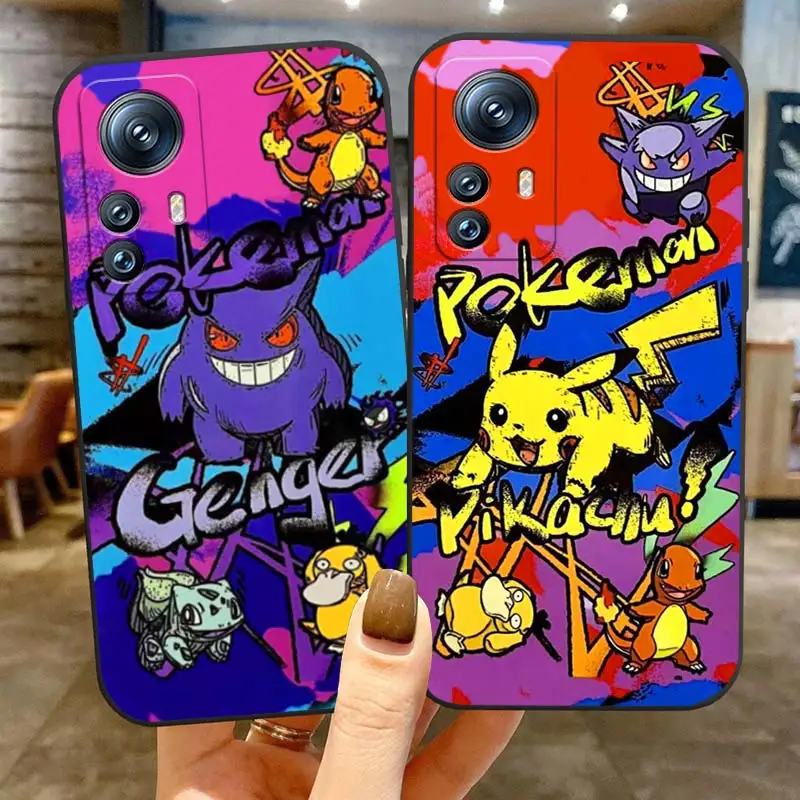 

Pokemon Pikachu Gengar Art Phone Case For Xiaomi Mi 13 12T 12S 12X 12 11 11T 11i 10T 10 9 8 Pro Lite Ultra 5G Black Cover