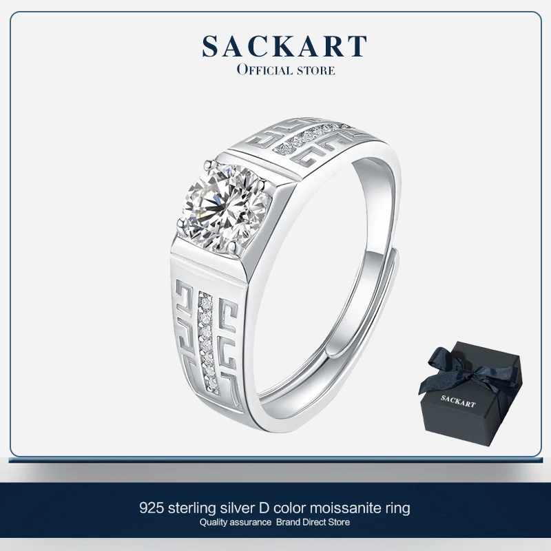 SAKCART мужские кольца из серебра 925 пробы с муассанитом позолоченное кольцо Gra